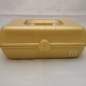 Caboodles Pretty In Petite Makeup Storage Case, Gold, W/Mirror, Trays, Small